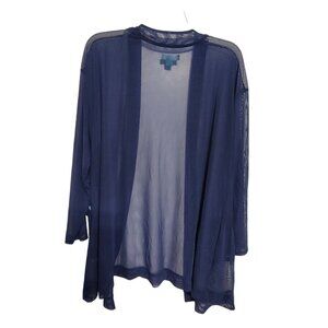 Lug Skeeter Sheer Mesh Open Front 1X Cardigan, Purple/Blue Cover Up Beach